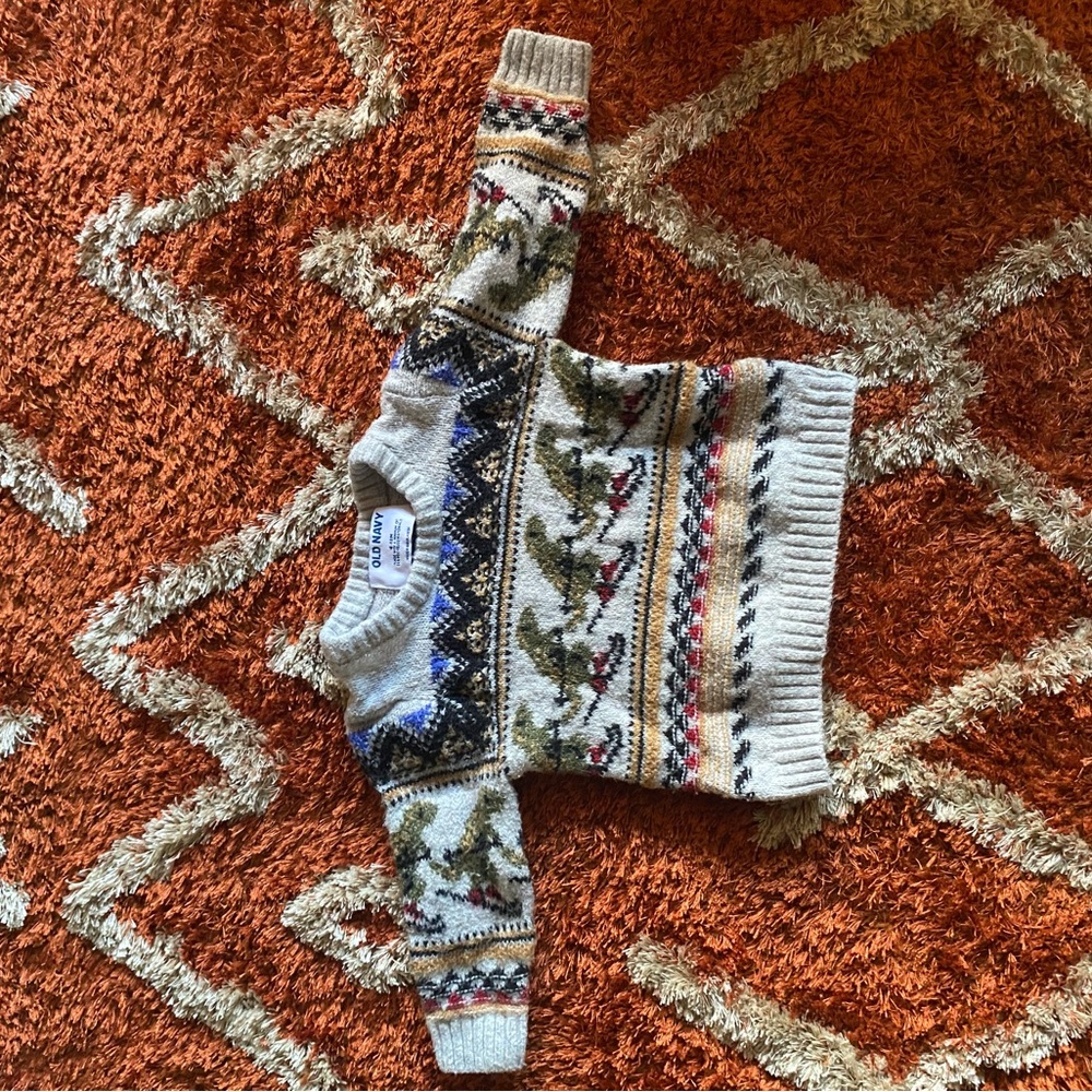 Old Navy baby skiing t-Rex sweater size 6-12